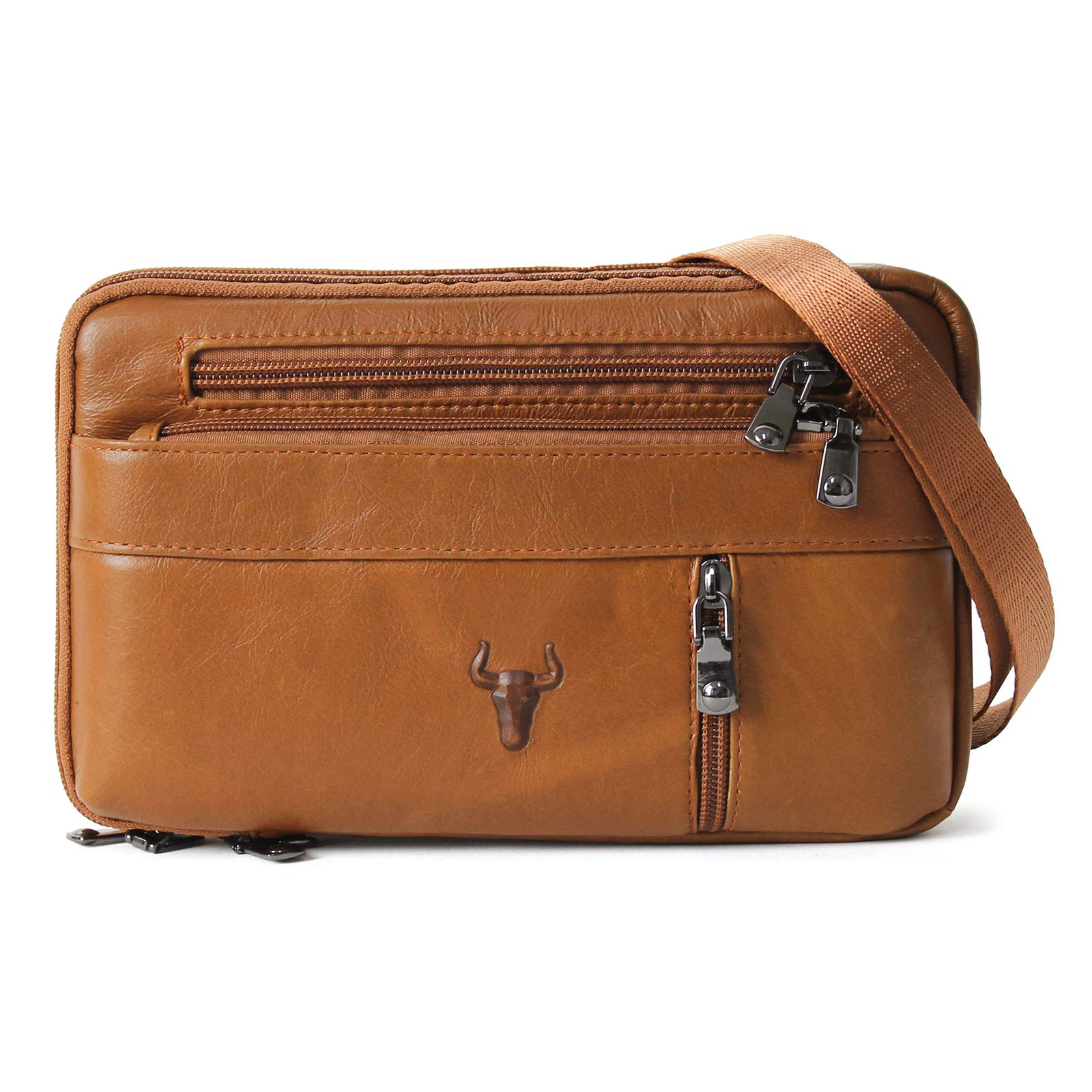Waist Pack Travel Leather Messenger Bag Cellphone Phone Cases Pouch Holsters (Brown 81332)