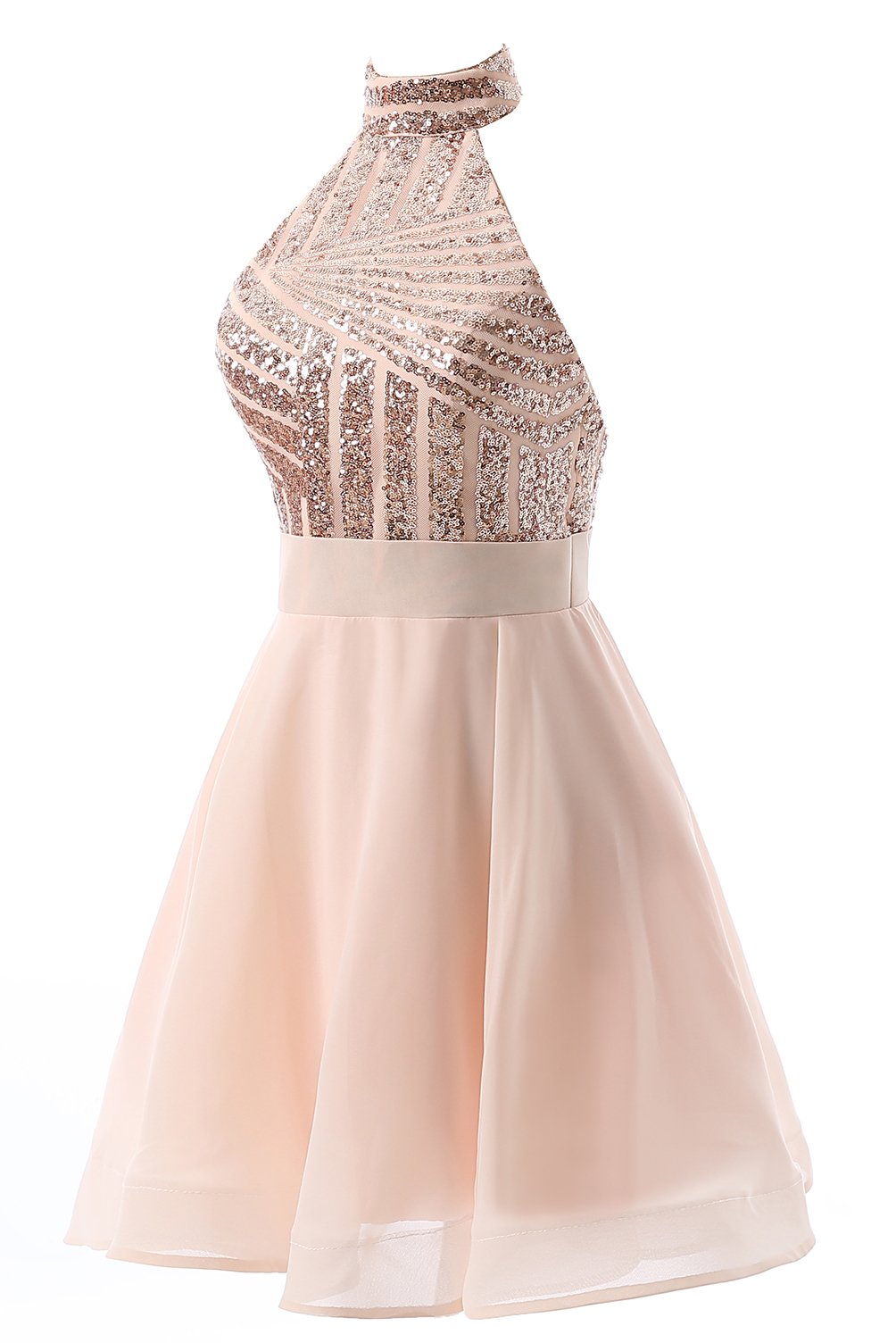 DYS Women's Short Halter Prom Party Dress Backless Dress for