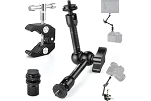 UTEBIT Adjustable Magic Arm with Super Clamp,9 inch with 1/4" and 3/8" Thread,Articulating Arm Clamp Friction Power Arm Crab Screw Kit for LCD Monitor, LED Light, Flash Light, Camera Rig