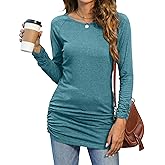 Sherosa Womens Basic Casual Long Sleeve Slim Fit T Shirt Dress Tunic Top