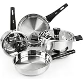 Meythway Stainless Steel Pots and Pans Set Non Toxic, 6PCs Kitchen Cookware Sets with Stay-Cool Handles, Dishwasher Safe&amp;Compatible with All Stovetops(Gas,Electric&amp;Induction)