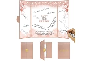 Trgowaul 60th Birthday Guest Book Alternative Decorations for Women, Rose Gold Happy 60th Birthday Decorations, 60 Years Old Party Signature Certificate, Card 60th Birthday Party Supplies Gift Sign