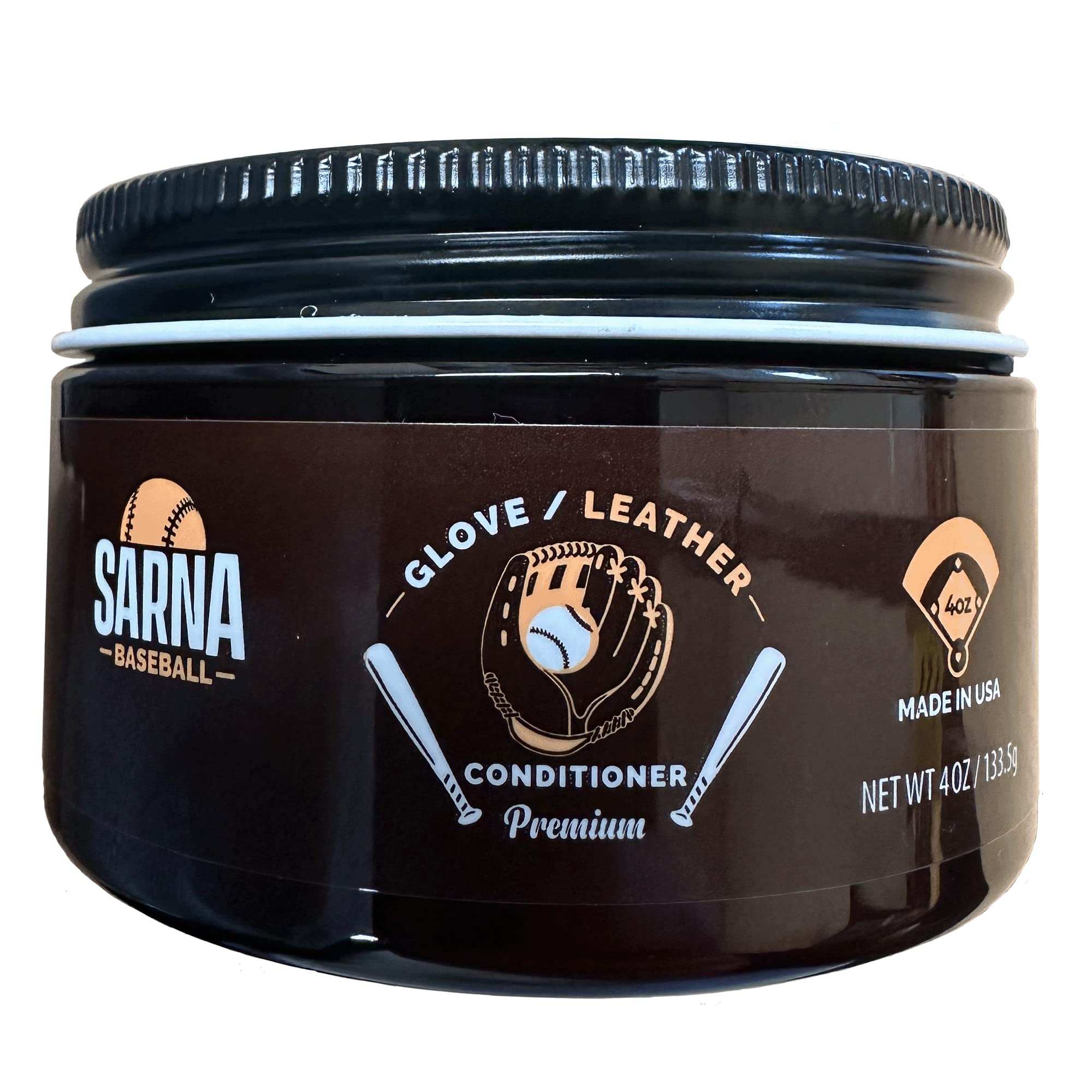 SARNA BASEBALL Glove Leather Conditioner - Use on Baseball Gloves, Softball Gloves, and Other Leather Sports Equipment - Made in USA
