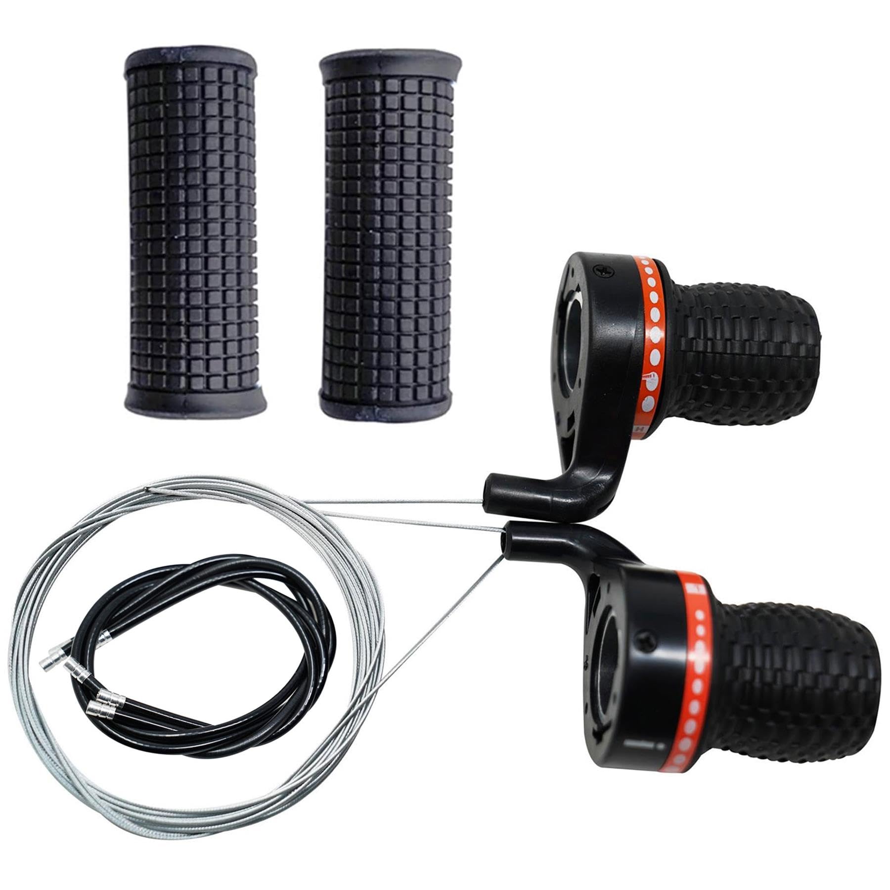 Laxzo ® Bicycle Shifter 18 Speed Twist Shifter Lever 3 x 6 Speed Grip Shift MTB Road Mountain Bike Folding Bike Gear Grip Shift with Grips Black 1Pair