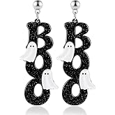 Halloween 3D Skeleton Skull Earrings BOO Ghost Earrings for Women | Boo Basket Stuffer Gifts, Skull Skeleton Jewelry, Halloween Party Favors for Girls, Halloween Gifts for Adults