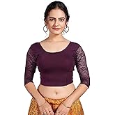 themilestocks Women's Blouses Readymade Gold Stretchable Saree Crop Top Choli Free Size Sparkling