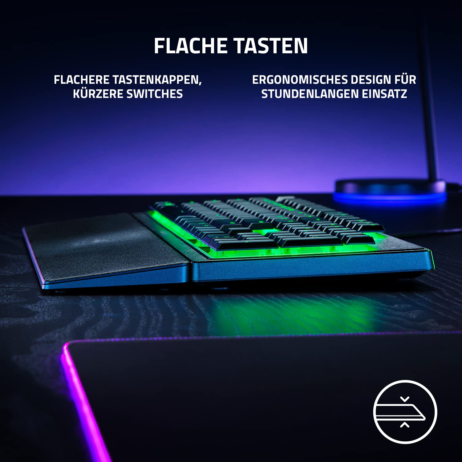 Razer Ornata V3 X - Flache Membran-Tastatur mit Chroma RGB (Lautlose Membran-Switches, Ergonomische Handballenauflage, Tastenkappen Anti-UV-Beschichtung) QWERTZ DE-Layout | Schwarz 2