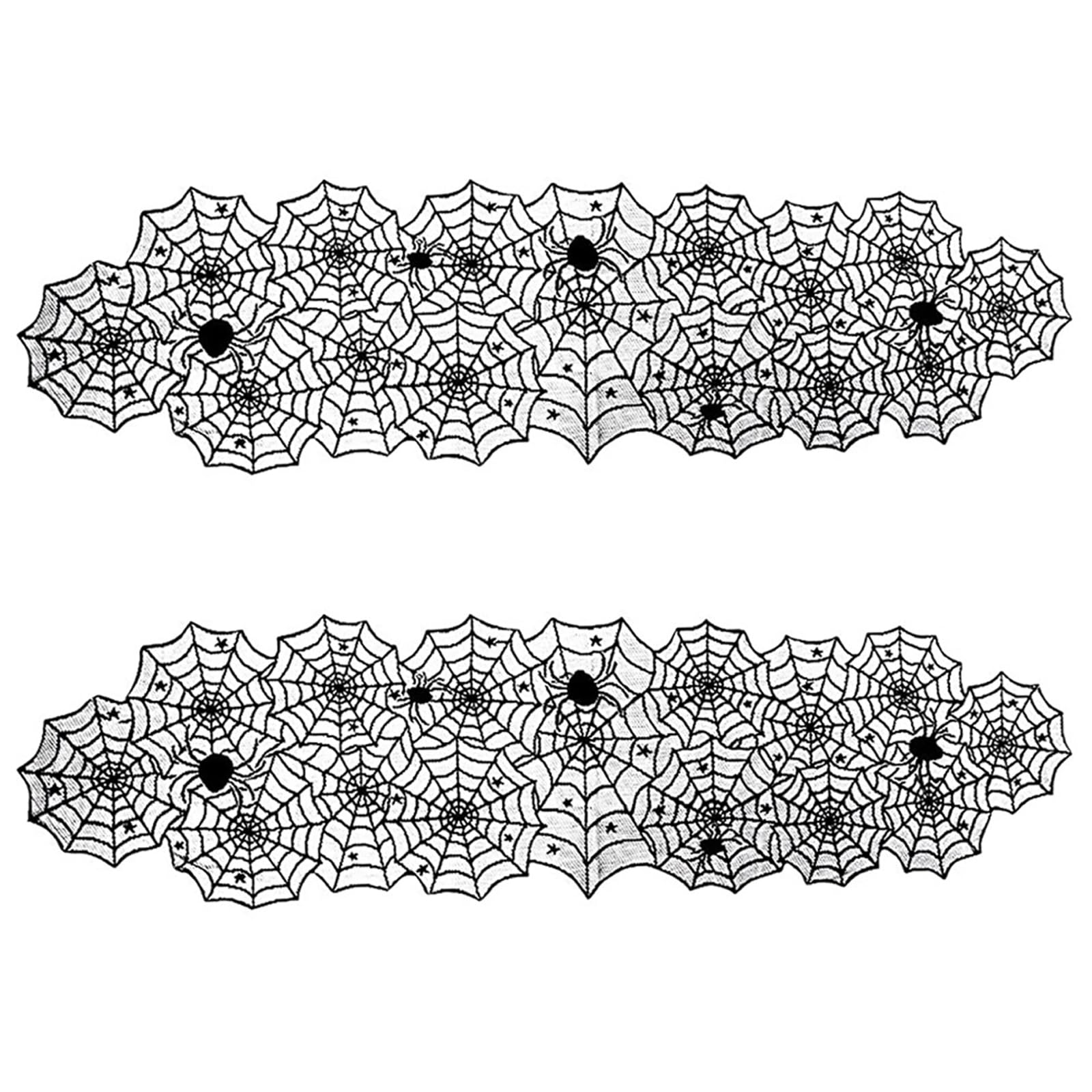 FUIPVGI 2 PCS Halloween Table Runner,45 x 183 cm Spider Cobweb Table Cover Cloth,Halloween Table Cloth,Halloween Party Decorations for Scary Halloween Party Decor Dinner Party Supplies (Black)