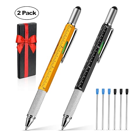 Mosuo 2 Pezzi Penna Multifunzione 6 In 1 Penna Metro Regalo Festa Del Papà Idee Regalo Uomo Originali Gadgets Regali Utensili Fai Da Te Per Papà