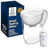 Brita Large Water Filter Pitcher for Tap and Drinking Water, Includes 1 Standard Filter, BPA-Free, Lasts Two Months, 10-Cup Capacity, Bright White
