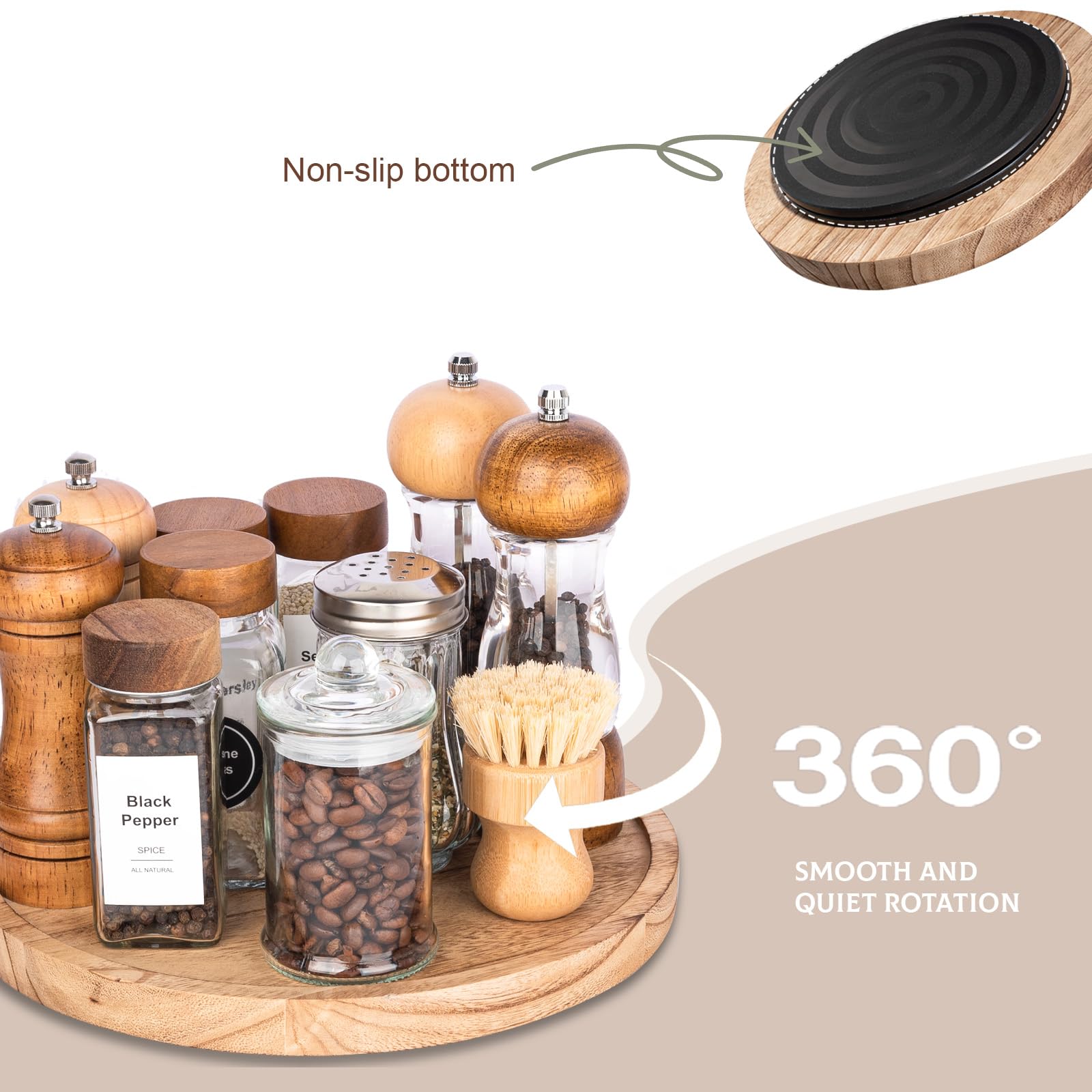 Wood Lazy Susan Organizer Kitchen Turntable for