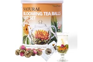 Blooming Tea Gift Set, 10 Unique Varieties Flowering Tea Balls, VitalForest Individual Packing Handmade Blooming Green Tea with Flowers for Anniversary, Valentine, Birthday