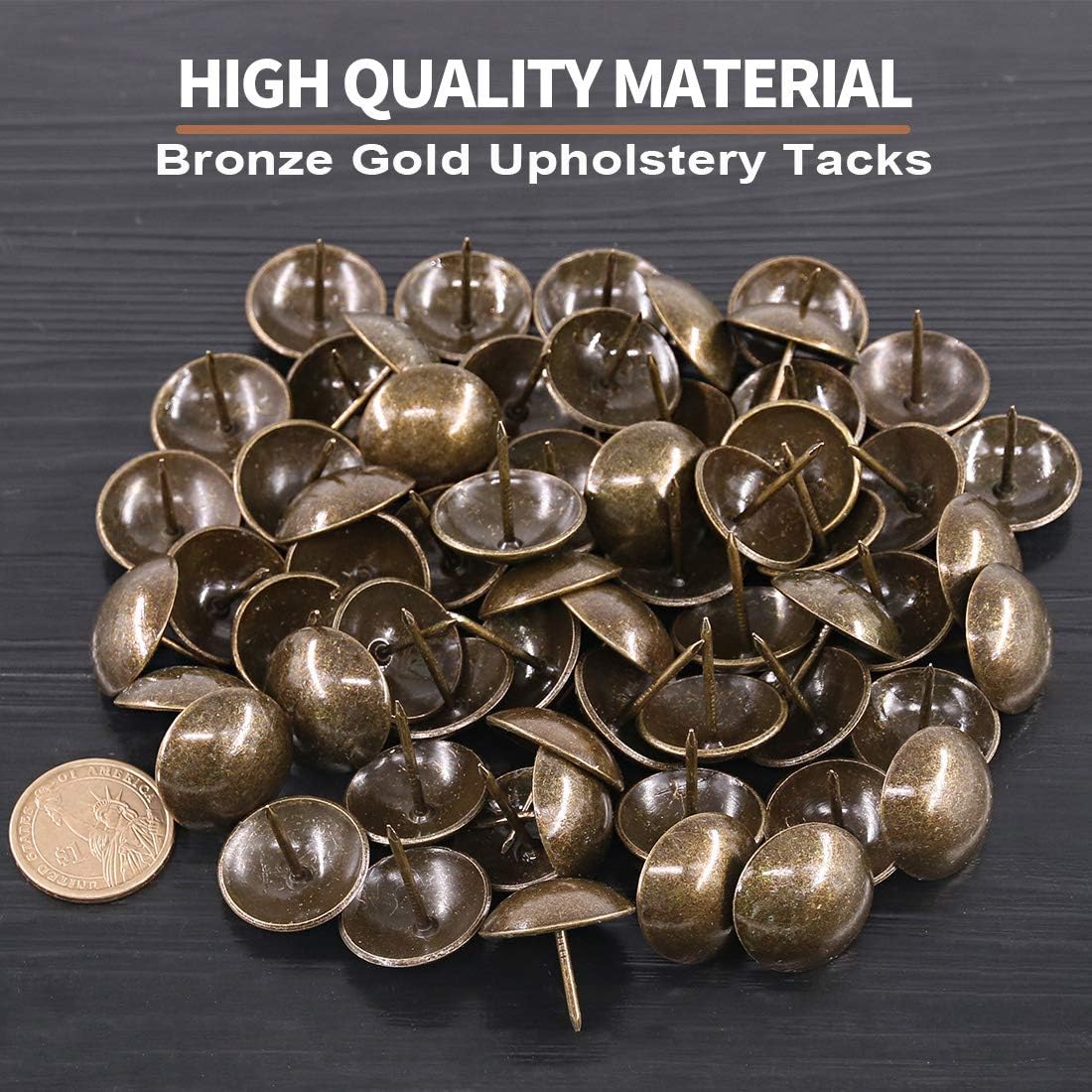 Keadic 100Pcs Upholstery Tacks 1 Inch(25mm) Furniture Nails Assortment Kit French Natural Thumb Tack Heavy Duty Antique Finish Upholstery Tacks for Upholstered Furniture Cork Board - Image 4