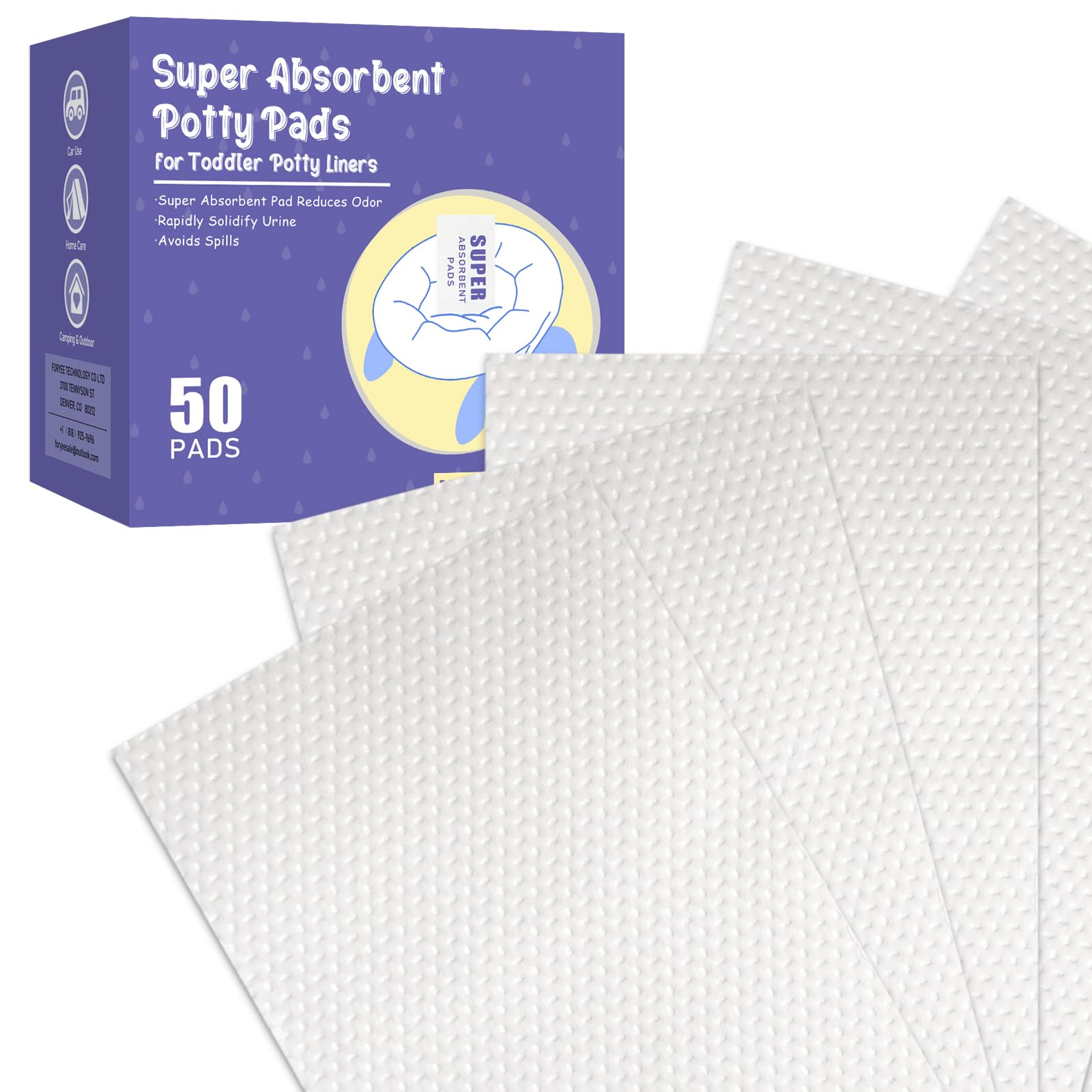 Photo 1 of 100 Packs Super Absorbent Potty Pads Disposable Potty Absorbent Pads Toilet Chair Liners for Training Toddlers for Camping Travel Outdoor