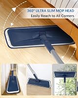 BPAWA Microfibre Floor Mop 150 cm with 4 Reusable Pads 360° Slim Head view 4