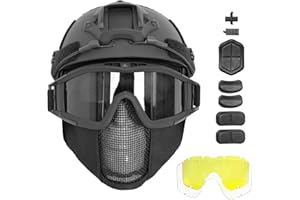 ULTAC Airsoft Helmet with Full Face Protection, Tactical Airsoft Mask, Compatible with Goggles & Accessories, Ideal for Paintball & Outdoor Games