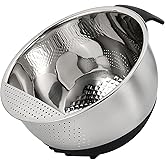 Rice Washing Bowl with Strainer Quinoa Washer Bowl, Stainless Steel Side Drainers Colander for Cleaning Fruits, Vegetables, a