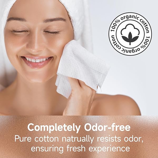 DISPOSABLE FACE TOWELS 100% PURE COTTON – ODORLESS BIODEGRADABLE FACIAL TOWELETTES XL 10 * 12″, ULTRA SOFT WIPES FOR SENSITIVE SKIN TRAVEL USE (50 COUNTS)