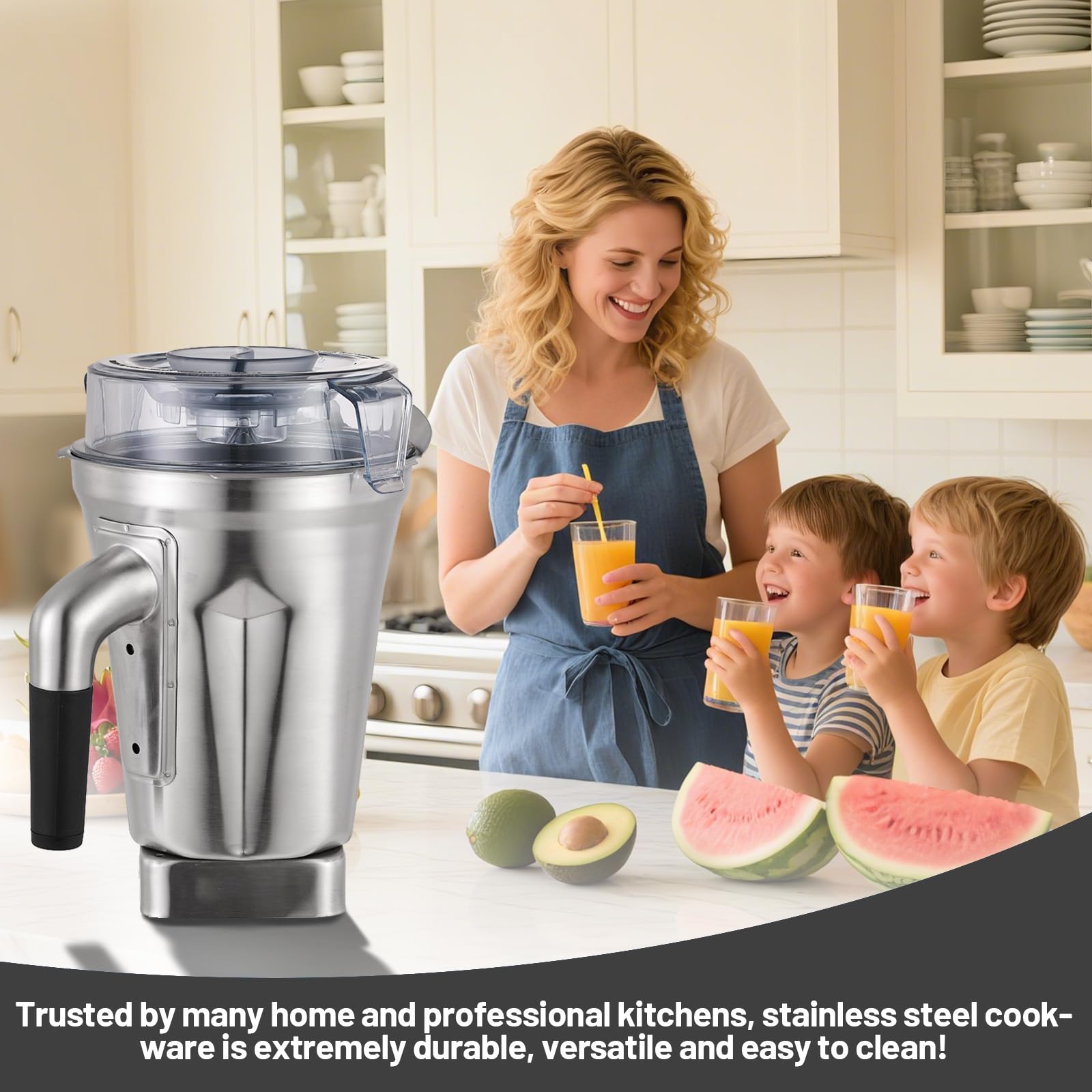 64-ounce Stainless Steel Container for Vitamix Blender Pitchers, Compatible with Vitamix Stainless Steel Container, for Vitamix 5200 A3500 750 X5 E320 and Other Full-Size Blenders, Durable, BPA-Free