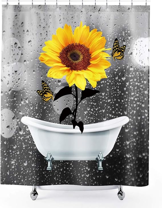 Amazon.com: Homewelle Sunflower Shower Curtain Orange Floral Spring