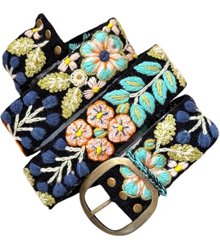 Amazon.com: Ivory belt with soft colorful flowers, handmade 