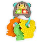 Bright Starts Musical Monkeys Baby Toy - Sensory Toy with Lights, Textured Fruit Keys Teethers, and 10+ Car Sounds, for Ages 6 Months+
