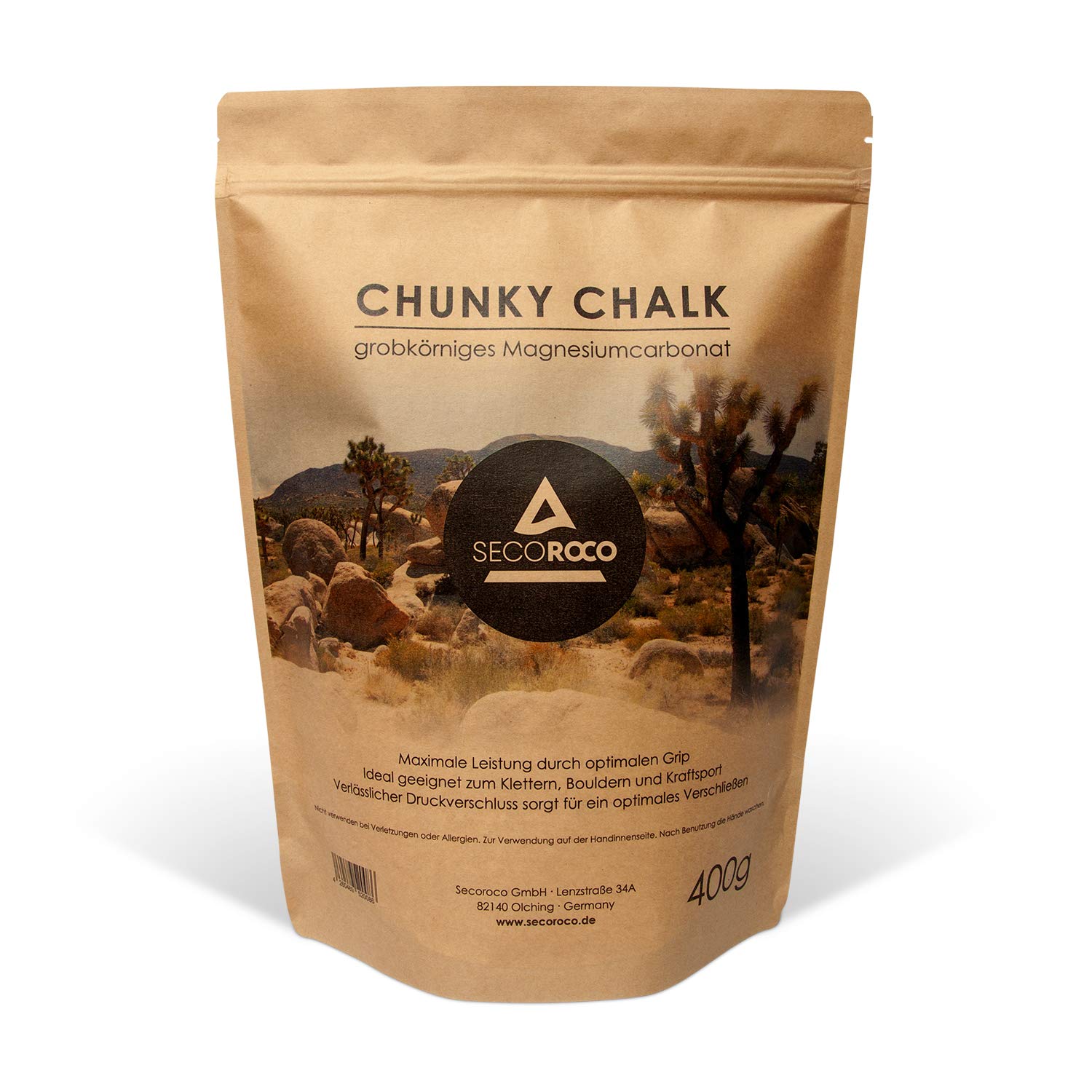 Secoroco Chalk coarse-grained 400 g – ideal magnesium carbonate for climbing, bouldering, weight sports and other sports that require dry hands