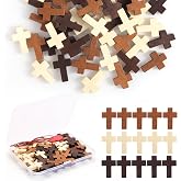 50/120/200 PCS 3 Colors Mini Wooden Prayer Cross Pendants, DIY Craft Charms | Bulk Small Wooden Crosses, Pre-drilled Wooden Charms Pocket Prayer Cross Pendants, Christian Gifts, Easter Egg Fillers