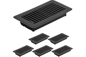 Flowild 6 Pack 4" x 8" Floor Register- Heavy Duty Steel Walkable Floor Vent Covers - Easy Adjust Air Supply Lever - Vent Covers for Home Floor (Black, 4x8 Inches)