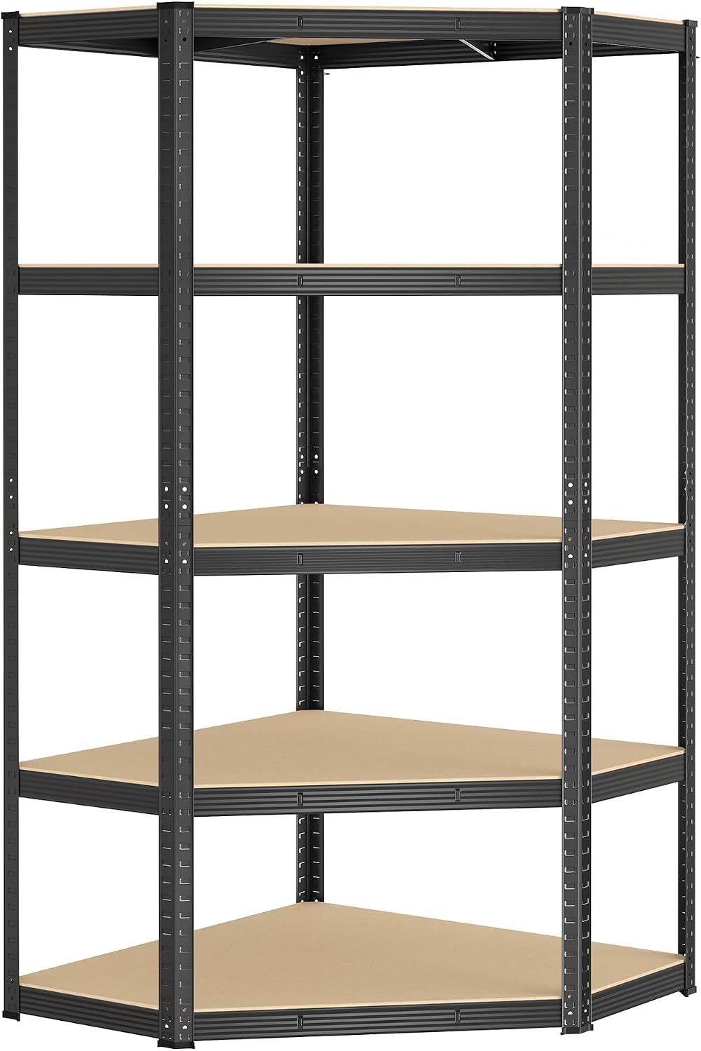 SONGMICS Corner Shelf 5-Tier Heavy Duty Shelving 875 kg Ink Black Beige