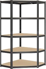 SONGMICS Corner Shelf 5-Tier Heavy Duty Shelving 875 kg Ink Black Beige