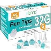 iHome Pen Tips 32G x 6mm Universal Fit, 100 Count Comfortable Design