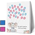 Baby Shower Guest Book Fingerprint Tree Canvas, a Baby Shower Guest Book, Finger Print Guest Book, Gender Reveal Decoration Elephant Theme
