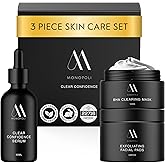 Monopoli Skin Clear Confidence Kit | Acne Serum, Exfoliating Face Pads & BHA Clearing Mask | Daily Skin Care Routine Perfect for Women and Men | Essentials for Women & Teens