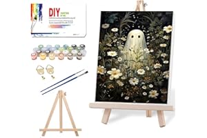 NEGEKFKX Halloween Paint by Numbers Kit for Adults Beginner with Frame,Horror Easy Adult Paint by Number Kits on Canvas DIY Painting for Beginners Art by Numbers for Home Wall Decor 12x8 Inch