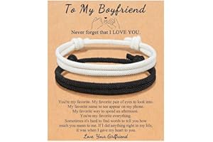 UNGENT THEM Adjustable Rope Couples Bracelets for Men, Boyfriend, Girlfriend, Soulmate, Husband, Wife - Anniversary Valentines Day Birthday Christmas Gift for Him and Her