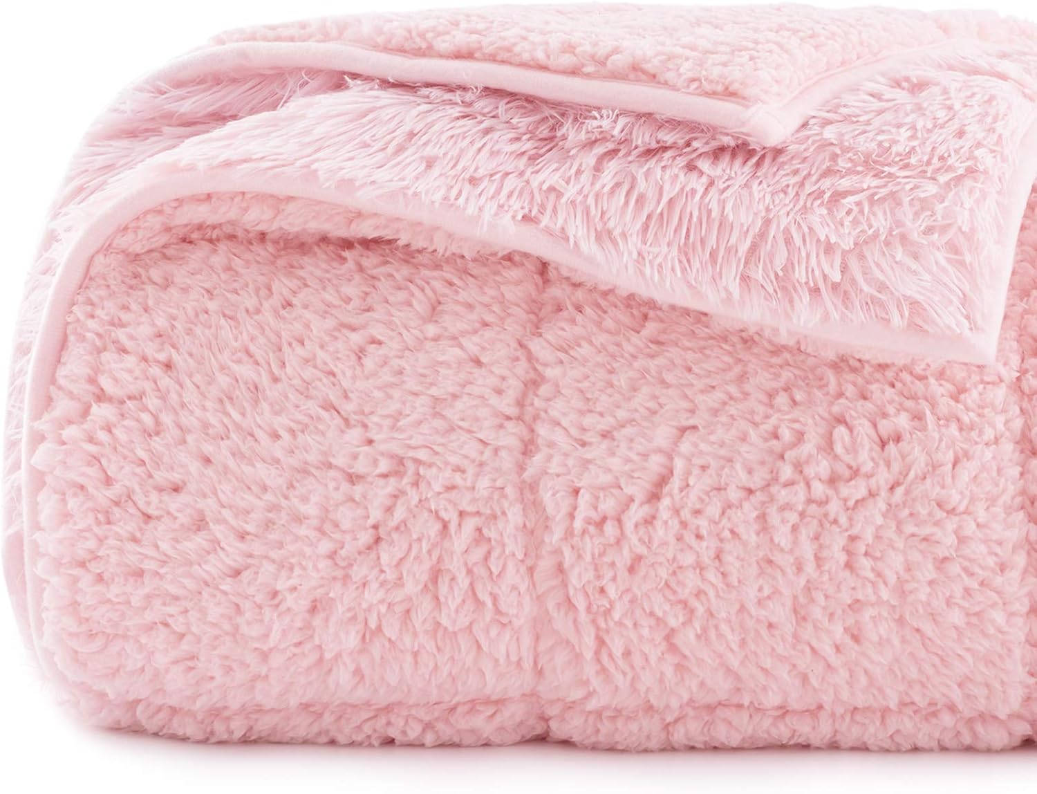 Coolplus Faux Fur Weighted Blanket 15lbs for Adult,Shaggy
