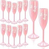 Honeydak 12 Pcs Copas Para Brindis De 15 Años Pink Quinceañera Champagne Glasses 15th Birthday Gifts Set Quinceañera Toasting Flutes Pink Plastic Wine Glasses 15 Birthday Party Favors for Guests