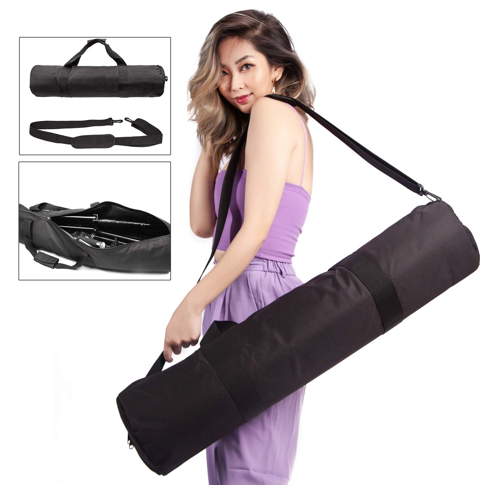 BOLLUMA Tripod Bag 32in Case Foam Padded - 1680D Nylon - Adjustable Shoulder Strap - 80cm x 20cm - Large Sturdy Storage Bag for Photography Equipment Monopod Light Stand