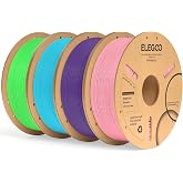 ELEGOO PLA Plus 3D Printer Filament 4KG Pink/Purple/Sky Blue/Neon Green | 1.75mm PLA+ Filament Bundle, Tougher &amp; Stronger, Dimensional Accuracy +/- 0.02mm, 4 Pack 1kg Spools for Most FDM 3D Printers