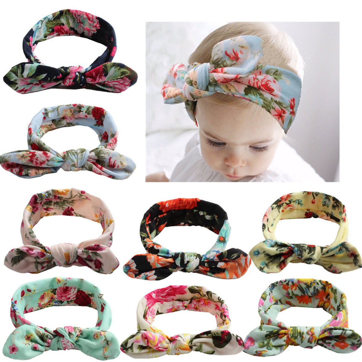 Calliar Baby Headbands Head-Scarf Hairbands for Newborn,Toddler and Childrens,8 Pack-Color 2