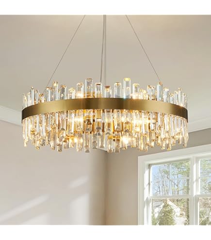LIZZTREE Gold Modern Oval Crystal Chandelier, 24-Lights Luxury