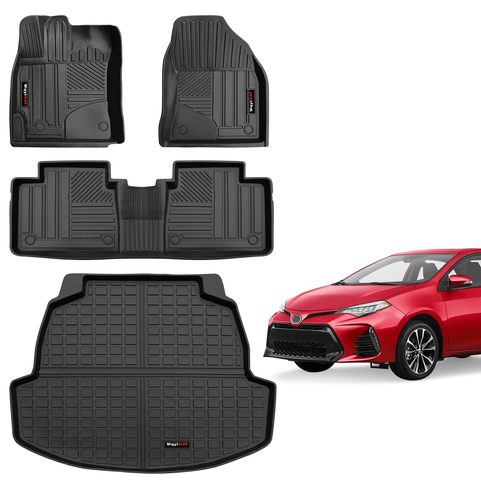 Photo 1 of Wqyimat Floor Mats and Cargo Liner for 2014-2019 Toyota Corolla All Weather TPE Rubber Black (for 14-19 Toyota Corolla Floor Mats+Cargo Liner)