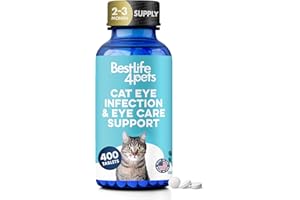 BESTLIFE4PETS Cat Eye Infection & Vision Care Support, Holistic Vision Support for Cats & Kittens, Soothes Eye Infections, Conjunctivitis, Swelling, and Discharge, Easy to Use, 400 Odorless, Tasteless Pills