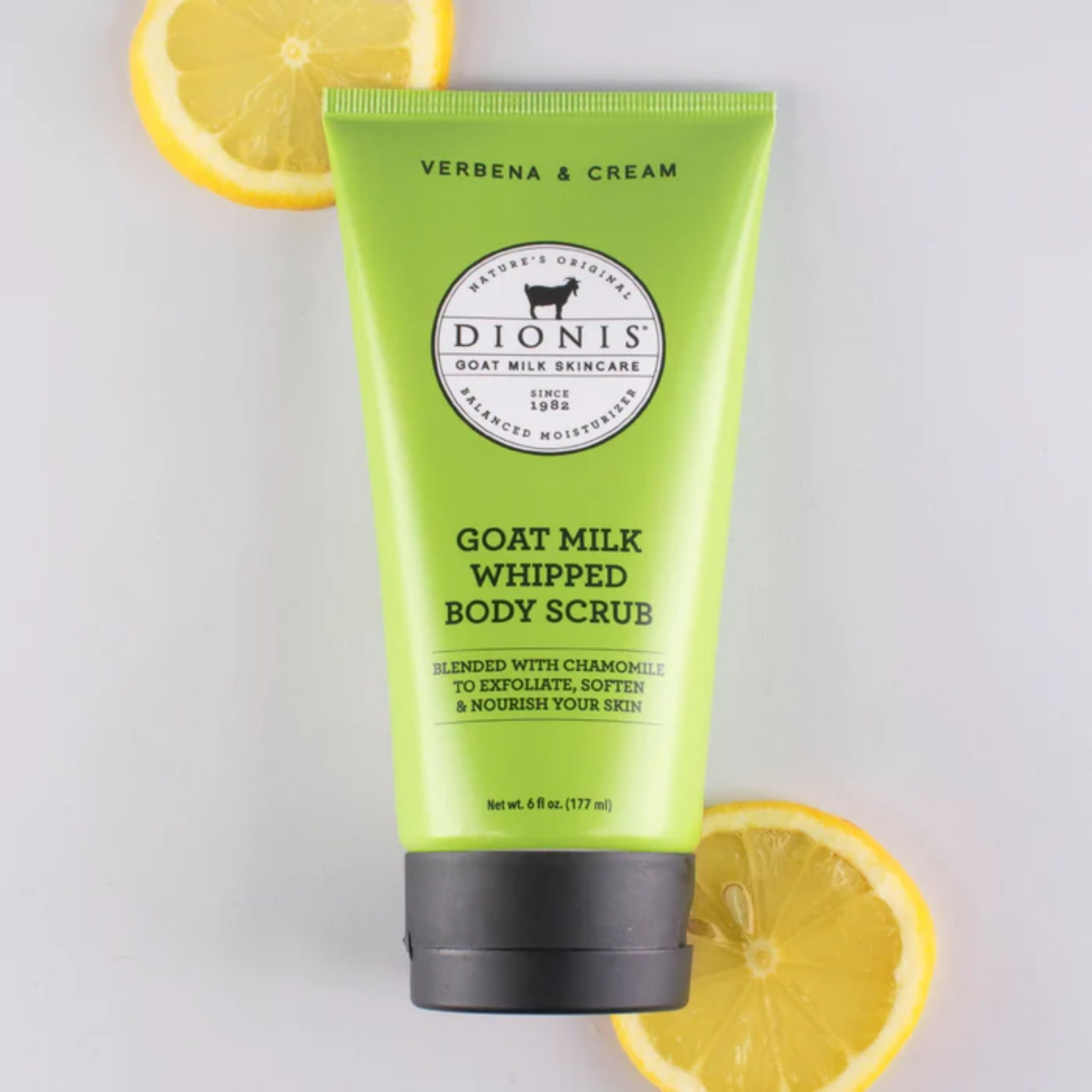 Dionis - Goat Milk Skincare Scented Whipped Body Scrubs - Intensely Hydrating Exfoliating Wash for Softer, Smoother Skin, Made in the USA - Cruelty Free and Paraben Free, Verbena & Cream, 6oz
