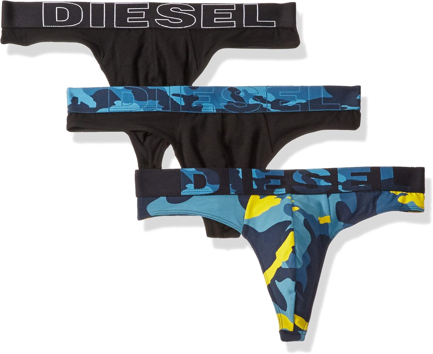 Diesel Men's 3 Pack Bold Thong Underwear, Blue/Black, M at Amazon Men’s
