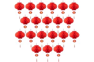 Favide 20 Pieces 10 Inch Chinese Red Paper Lanterns Festival Decorations for New Year, Spring Festival, Wedding and Restaurant