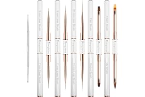 3ZORQINRON Nail Art Bushes Set, Professional 5Pcs Double-Ended Nail Brush Kit for Details, Long Lines, Ombre & 3D Design-Perfect for DIY Manicures & Salons (White)