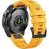NotoCity Sport Band Compatible with Fenix 6 Band,22mm Quickfit Silicone Watch Band for Fenix 7/Fenix 5/Fenix 6 Pro/Fenix 7 Pro/Fenix 8 Fenix E 47mm/Fenix 5 Plus/Forerunner 945(Yellow)