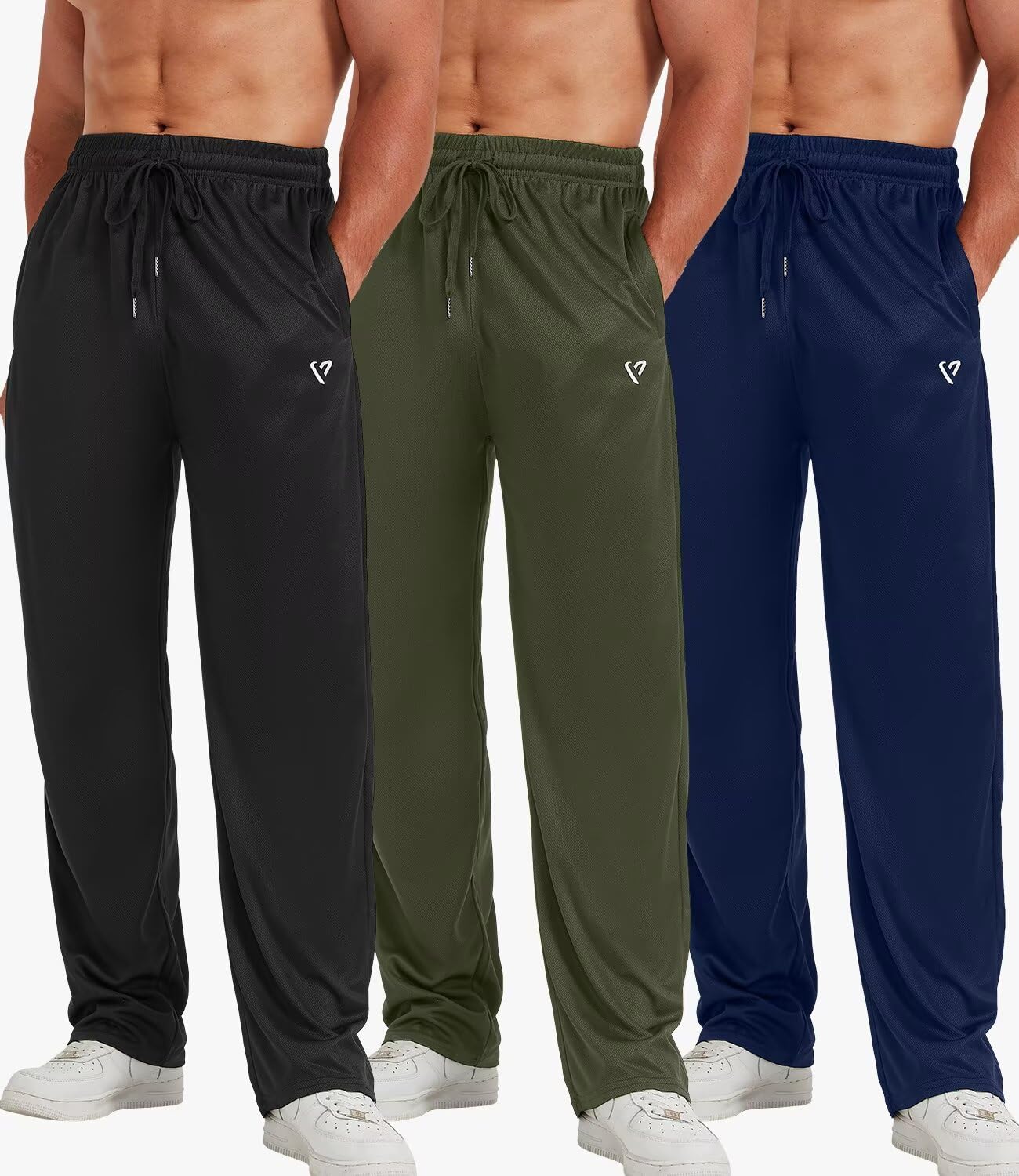 lomsoe 5 Pack Mens Sweatpants Open Bottom Joggers for Men with Zip Pockets Loose Fit Mesh Athletic Pants for Running,Casual
